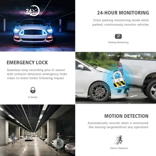 3 Channels Dash Cam 1080P FHD DVR Car Driving Recorder 3.0Inch IPS Screen - Image 9