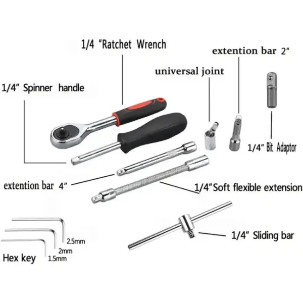 46pcs Socket Ratchet Wrench Set with Bit Socket Set (GG's) - Image 3