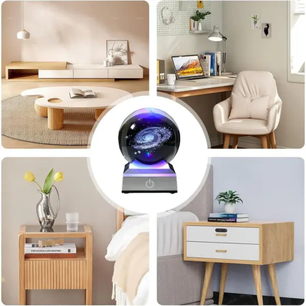 Galaxy Crystal Ball with Colour Changing Light Up Base – 8cm - Image 6