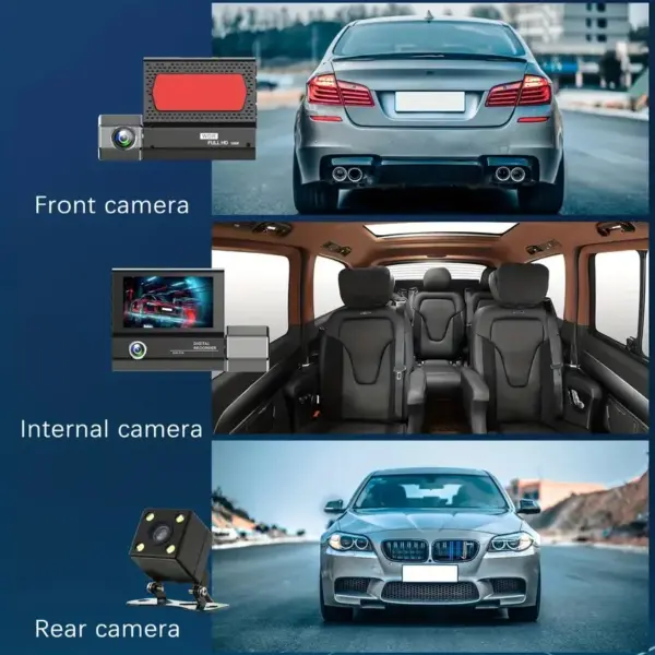 3 Channels Dash Cam 1080P FHD DVR Car Driving Recorder 3.0Inch IPS Screen - Image 10