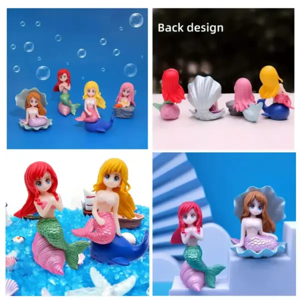 4pcs Whimsical Mini Mermaid Figurine Ornament Statue Set - Image 6