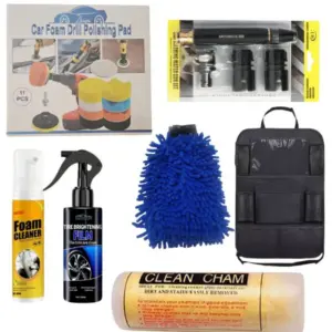 All-in-One Carwash Kit with Car Backseat Organizer Bag