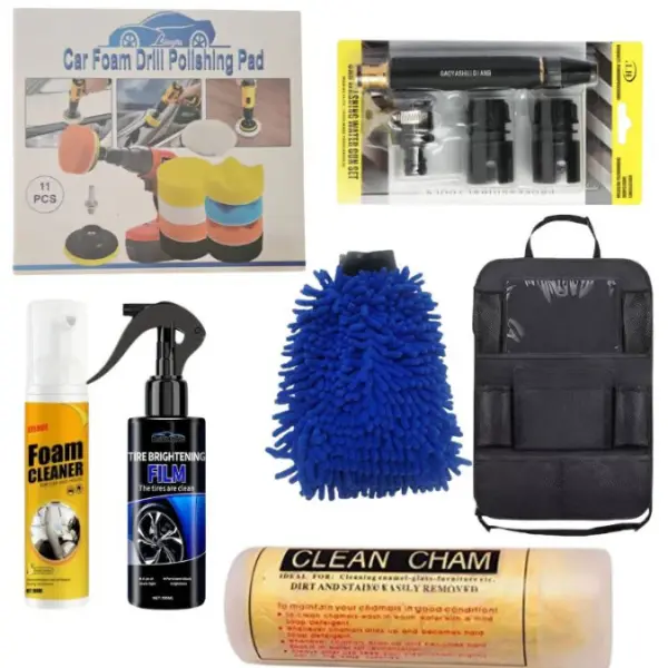 All-in-One Carwash Kit with Car Backseat Organizer Bag