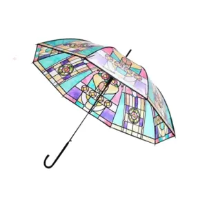 Stained Glass Long Handle Transparent Umbrella - 58cm
