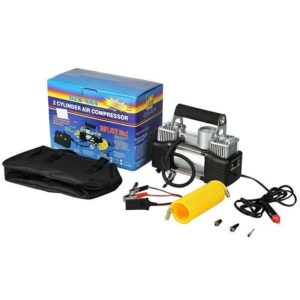 Heavy Duty Portable Air Compressor Dual Cylinder Direct Drive 12V