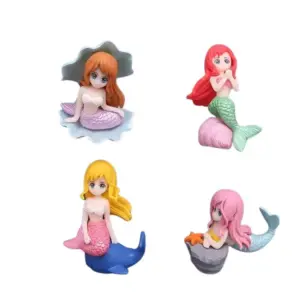 4pcs Whimsical Mini Mermaid Figurine Ornament Statue Set