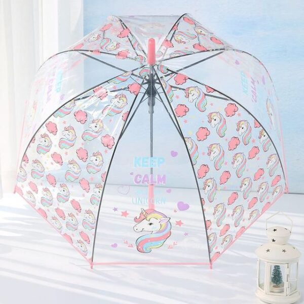 Kids Unicorn Umbrella - Baby Pink - Image 2