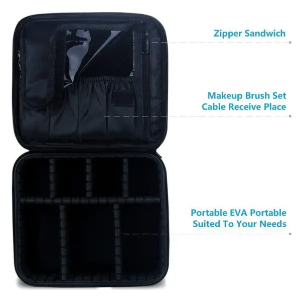 Portable Travel Makeup Organizer - Black (Medium) - Image 3