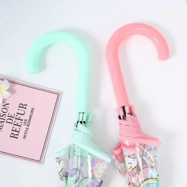 Kids Unicorn Umbrella - Baby Pink - Image 3