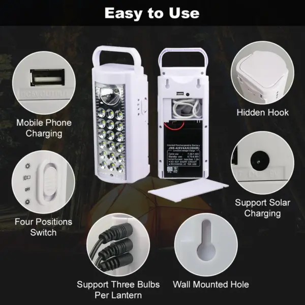 Rechargeable LED Lantern Light with built-in Search Light - Image 4