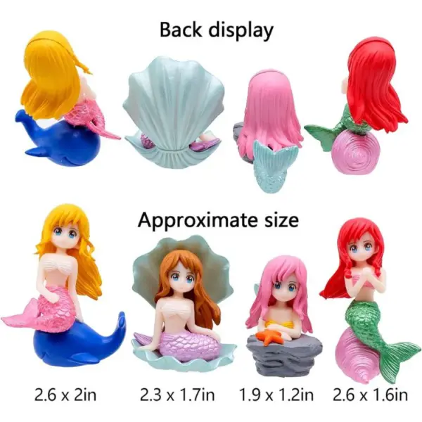 4pcs Whimsical Mini Mermaid Figurine Ornament Statue Set - Image 3