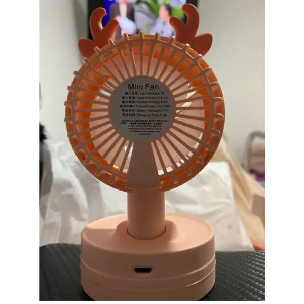 Mini Desktop Fan with Antlers - Rechargeable - Stylish - 3 Speed - Image 3