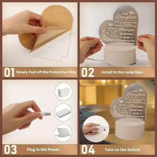 Acrylic Daughter Night Light with Heartfelt Message (GG's) - Image 3