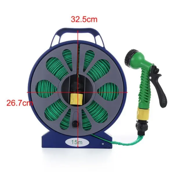 15m Flat Garden Hose with 7 Pattern Spray Nozzle with Stand - Image 5