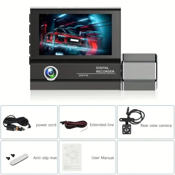 3 Channels Dash Cam 1080P FHD DVR Car Driving Recorder 3.0Inch IPS Screen - Image 4