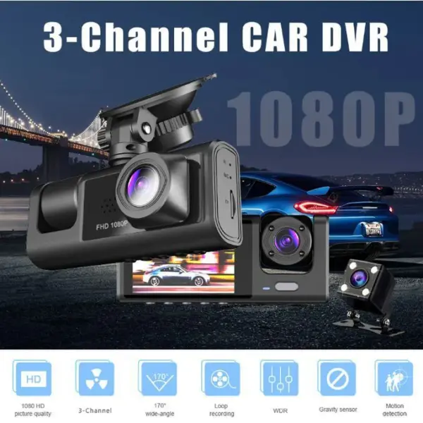 3-Channel HD 1080P Dash Cam, Dual Lens, DVR Car Record Camera - Image 6
