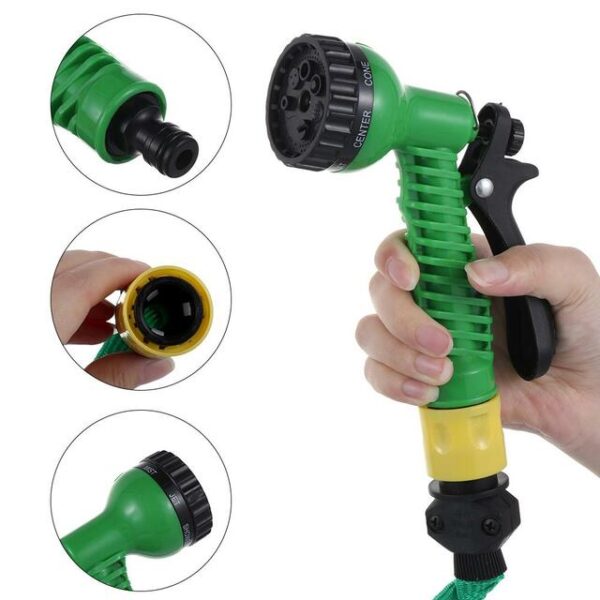 15m Flat Garden Hose with 7 Pattern Spray Nozzle with Stand - Image 6