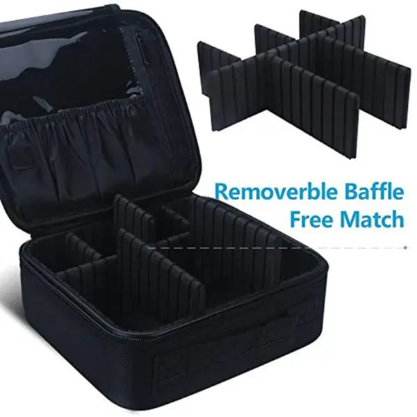 Portable Travel Makeup Organizer - Black (Medium) - Image 3