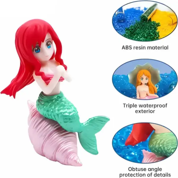 4pcs Whimsical Mini Mermaid Figurine Ornament Statue Set - Image 4