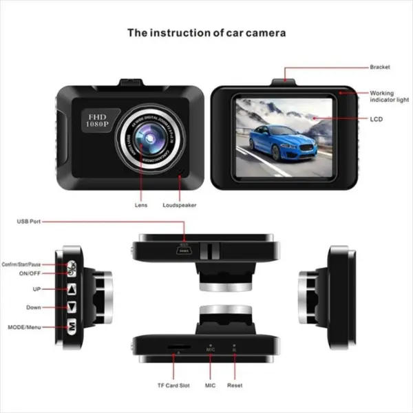 Mini Dashboard HD Car Camera 1080P with Video Recorder - Image 6