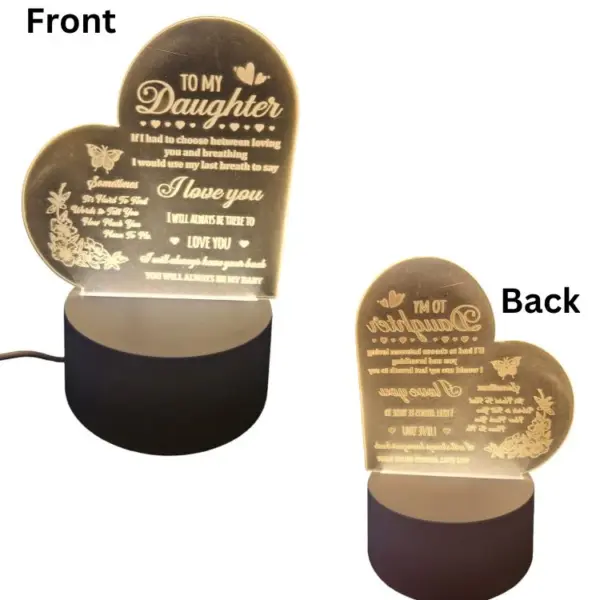 Acrylic Daughter Night Light with Heartfelt Message (GG's) - Image 2