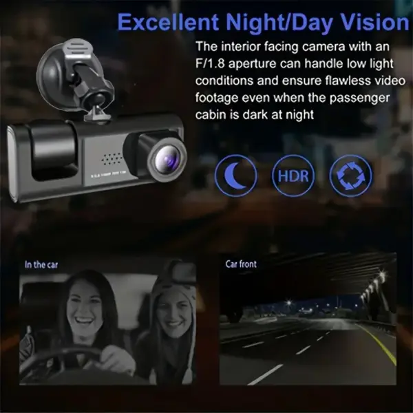 3-Channel HD 1080P Dash Cam, Dual Lens, DVR Car Record Camera - Image 9