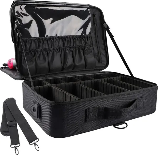 Portable Travel Makeup Organizer - Black (Medium) - Image 6