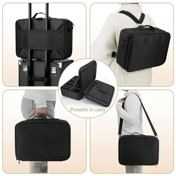 Portable Travel Makeup Organizer - Black (Medium) - Image 7