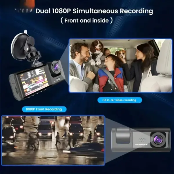 3-Channel HD 1080P Dash Cam, Dual Lens, DVR Car Record Camera - Image 10