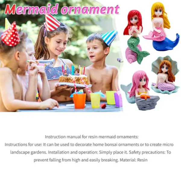 4pcs Whimsical Mini Mermaid Figurine Ornament Statue Set - Image 5