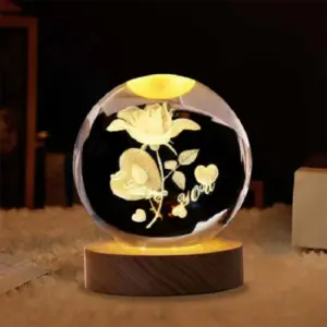 I Love You Flower Crystal Ball - 6cm
