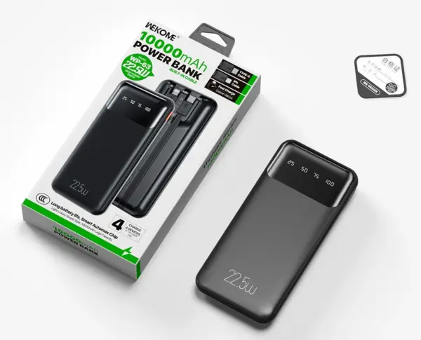 10 000mAh 22.5W Fast Charging Power Bank 4 Outputs Phone External Battery – WEKOME WP-63 - Image 2