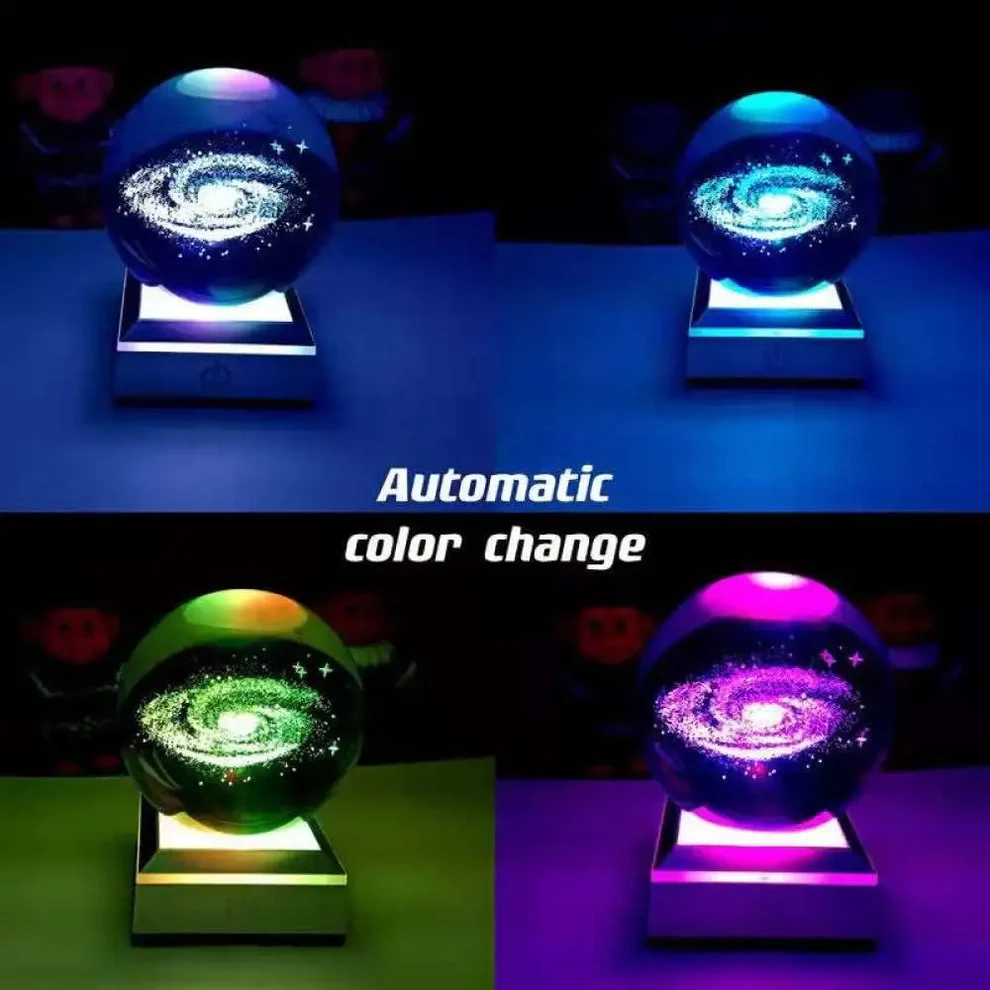 Galaxy Crystal Ball with Colour Changing Light Up Base – 8cm - Image 7
