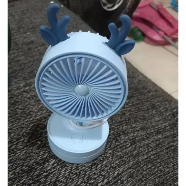 Mini Desktop Fan with Antlers - Rechargeable - Stylish - 3 Speed - Image 7