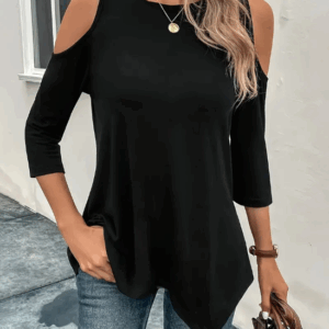 Black Loose Cut-Out T-Shirt