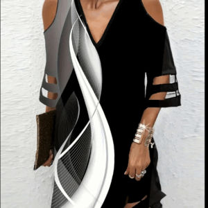 Women's Cold Shoulder Abstract Print Dress