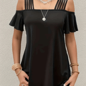 Women's Black Cold Shoulder T-Shirt