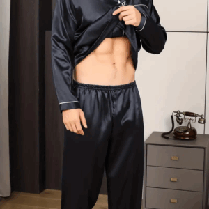 Men's Black Long Sleeve Pyjama Set