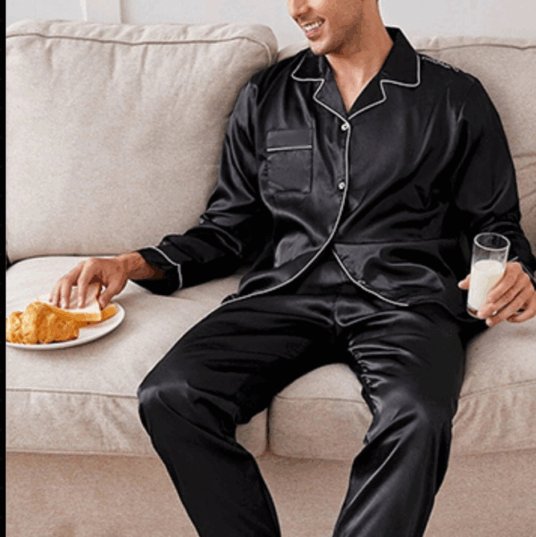 Men's Black Long Sleeve Pyjama Set - Image 2