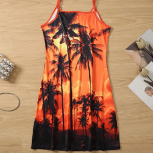 Coconut Tree Print Cami Dress